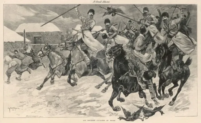 Framed Print : Cossacks in a Village