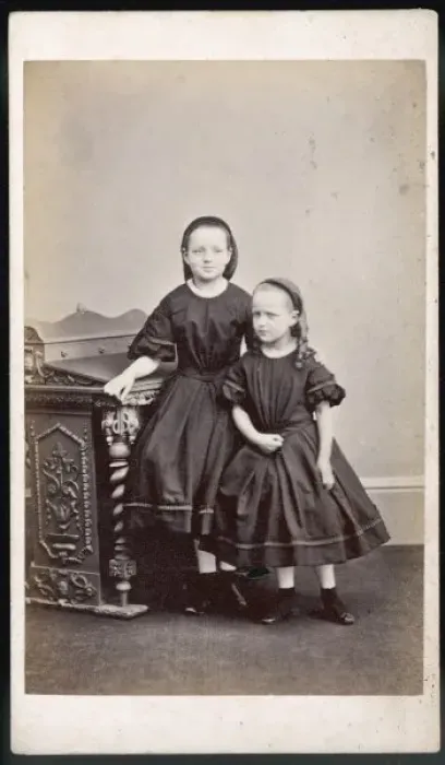 Framed Print : Costume / 2 Girls 1860S Framed Print : Costume / 2 Girls 1860S
