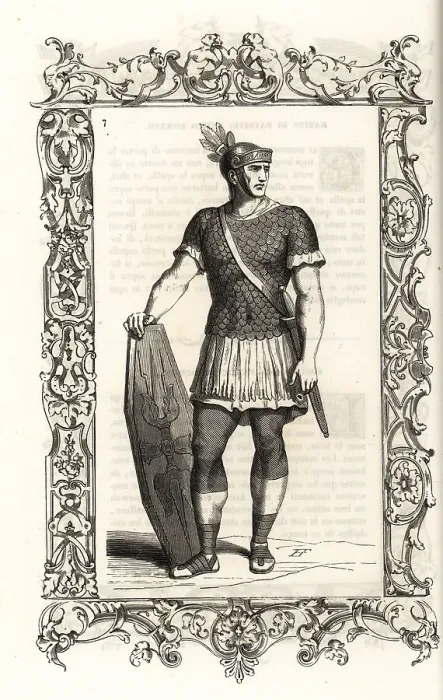 Framed Print : Costume of an ancient Roman cavalryman