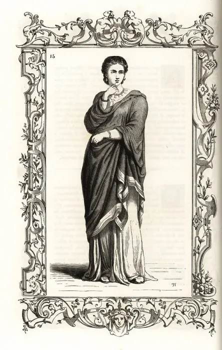 Framed Print : Costume of an ancient Roman noblewoman Framed Print : Costume of an ancient Roman noblewoman