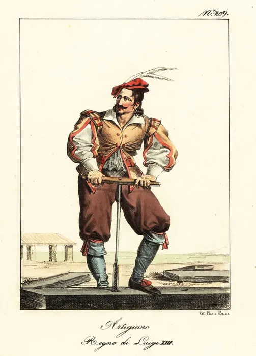 Framed Print : Costume of an artisan, 17th century France Framed Print : Costume of an artisan, 17th century France