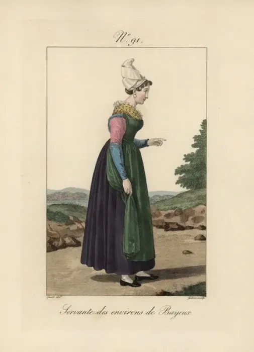 Framed Print : Costume of Bayeux Falling tails from the bonnet Framed Print : Costume of Bayeux Falling tails from the bonnet