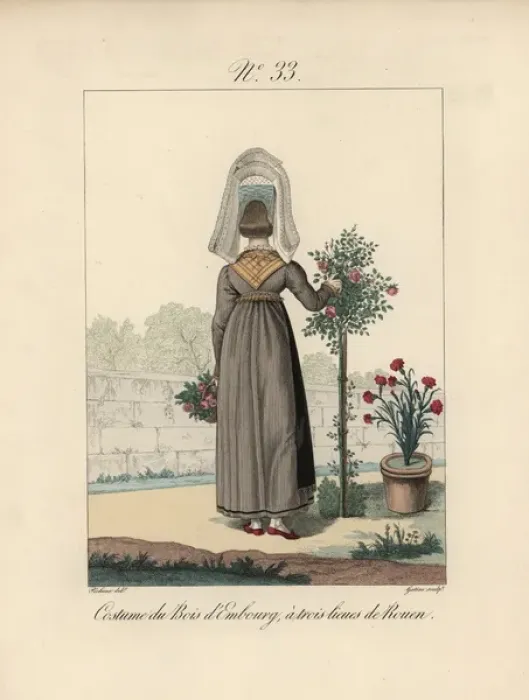Framed Print : Costume of Bois d Embourg Rear view of Framed Print : Costume of Bois d Embourg Rear view of