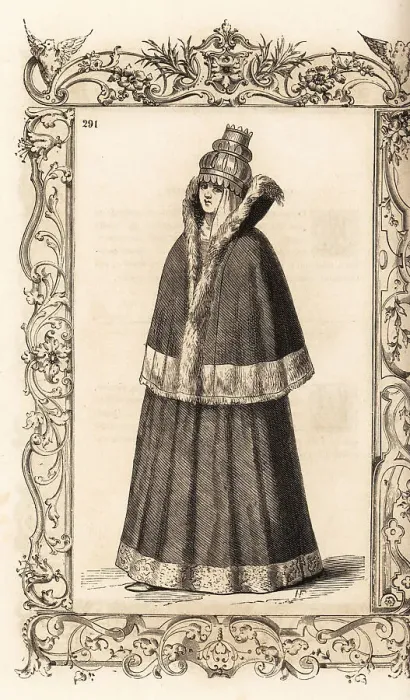 Framed Print : Costume of a bride of Lolland, Gotland, Oland, 16th century Framed Print : Costume of a bride of Lolland, Gotland, Oland, 16th century