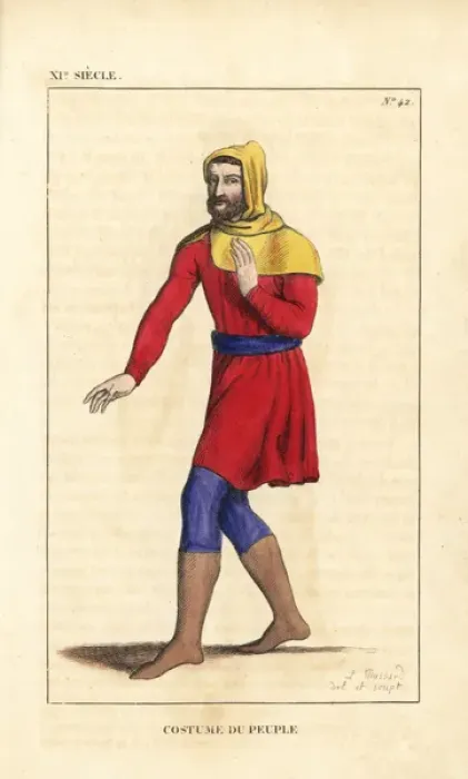 Framed Print : Costume of the common man, 11th century Framed Print : Costume of the common man, 11th century