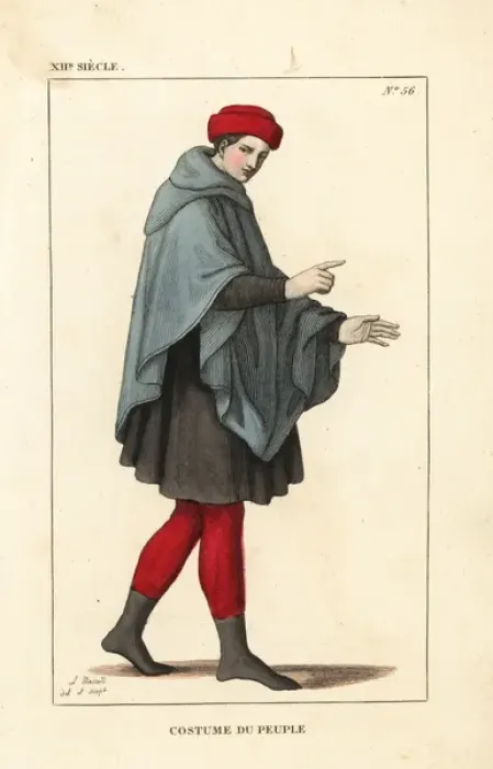 Framed Print : Costume of a common man, 12th century Framed Print : Costume of a common man, 12th century