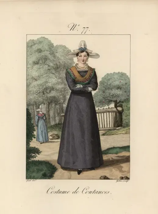 Framed Print : Costume of Coutances View of the bonnet with Framed Print : Costume of Coutances View of the bonnet with