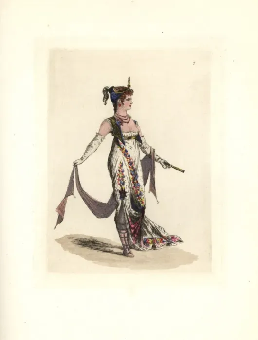 Framed Print : Costume of Egle, merveilleuse in the fashion of 1798 Framed Print : Costume of Egle, merveilleuse in the fashion of 1798