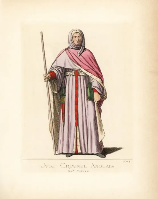 Framed Print : Costume of an English criminal judge, 15th century Framed Print : Costume of an English criminal judge, 15th century