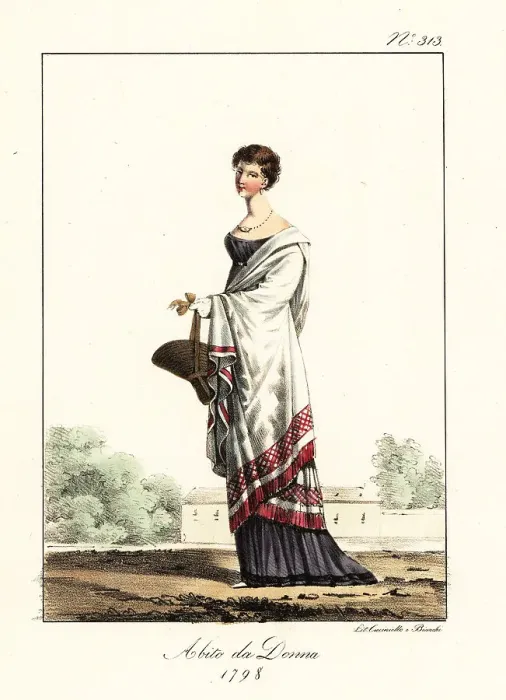 Framed Print : Costume of a fashionable woman or Merveilleuse, Directoire era Framed Print : Costume of a fashionable woman or Merveilleuse, Directoire era