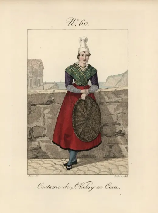 Framed Print : Costume of a fish merchant at St Valery en Framed Print : Costume of a fish merchant at St Valery en