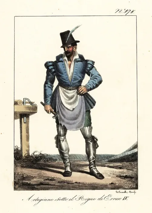 Framed Print : Costume of a French artisan, circa 1600 Framed Print : Costume of a French artisan, circa 1600