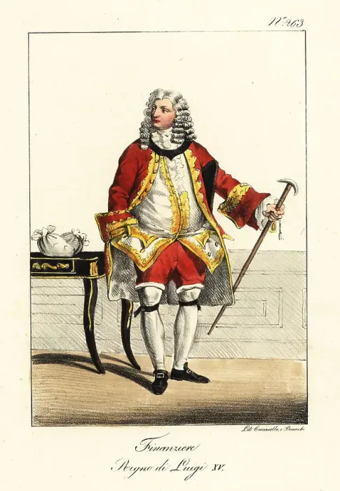 Framed Print : Costume of a French banker, mid-18th century Framed Print : Costume of a French banker, mid-18th century