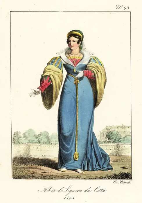 Framed Print : Costume of a French bourgeois lady, 1545 Framed Print : Costume of a French bourgeois lady, 1545