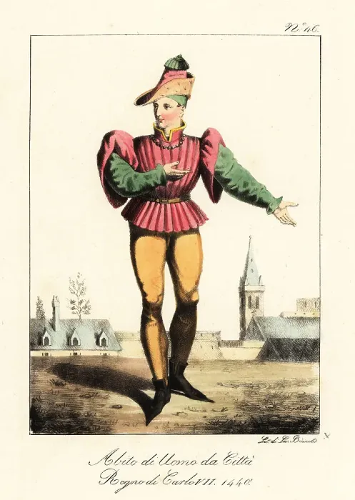 Framed Print : Costume of a French bourgeois man, 1440 Framed Print : Costume of a French bourgeois man, 1440