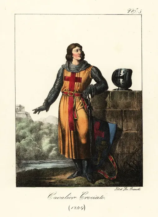 Framed Print : Costume of a French Crusader knight, 1249 Framed Print : Costume of a French Crusader knight, 1249