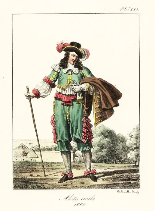 Framed Print : Costume of a French gentleman, 1660 Framed Print : Costume of a French gentleman, 1660