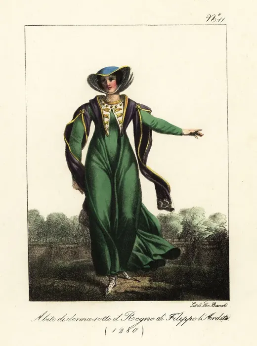 Framed Print : Costume of a French lady, 1280 Framed Print : Costume of a French lady, 1280