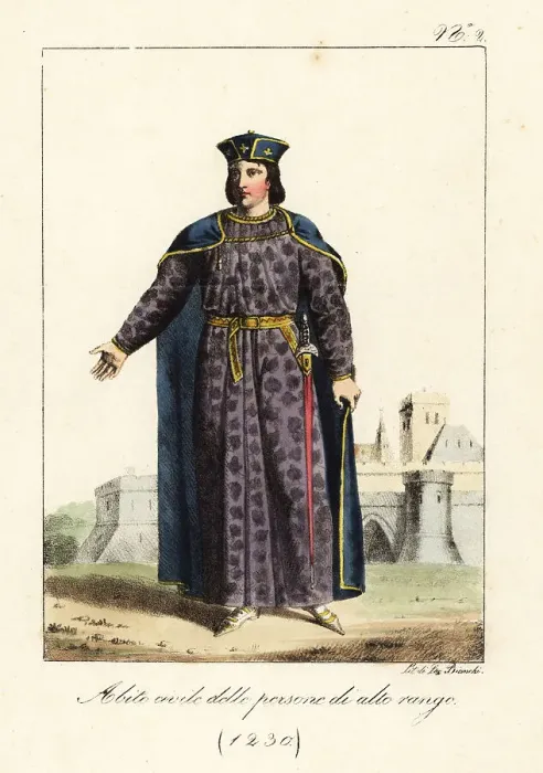Framed Print : Costume of a French nobleman, 1230 Framed Print : Costume of a French nobleman, 1230