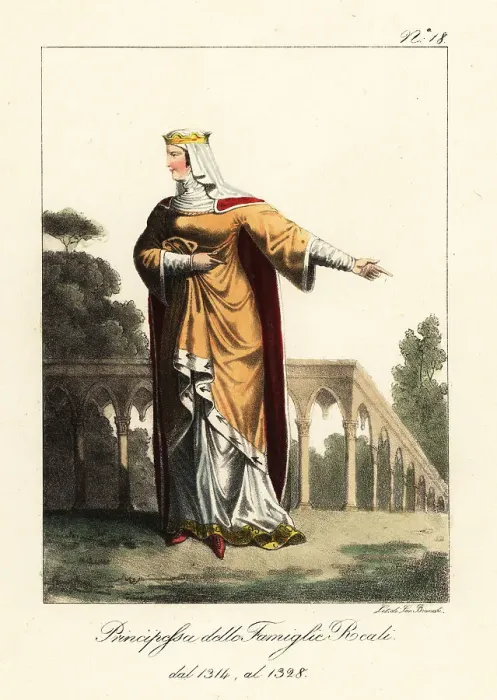 Framed Print : Costume of a French princess, 1314-1328 Framed Print : Costume of a French princess, 1314-1328