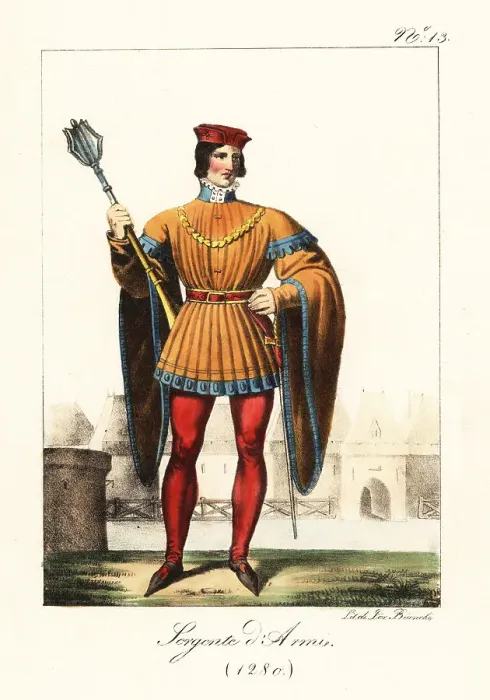 Framed Print : Costume of a French Serjeant-at-Arms, 1280 Framed Print : Costume of a French Serjeant-at-Arms, 1280