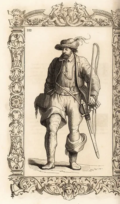 Framed Print : Costume of a German waggoner, 16th century