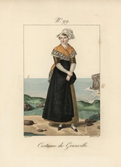 Framed Print : Costume of Granville She dresses in very fine Framed Print : Costume of Granville She dresses in very fine