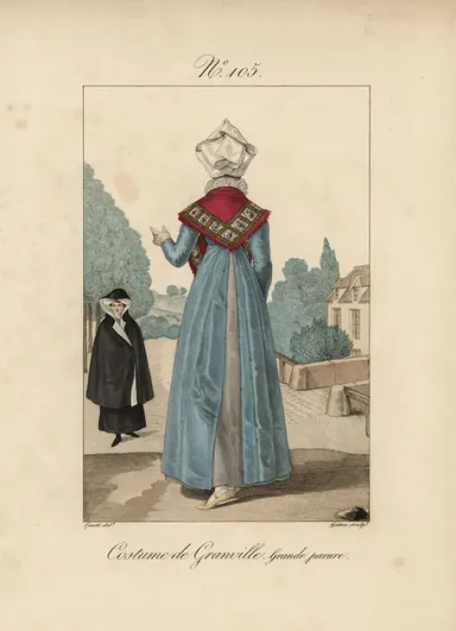 Framed Print : Costume of Granville A woman in her finery Framed Print : Costume of Granville A woman in her finery