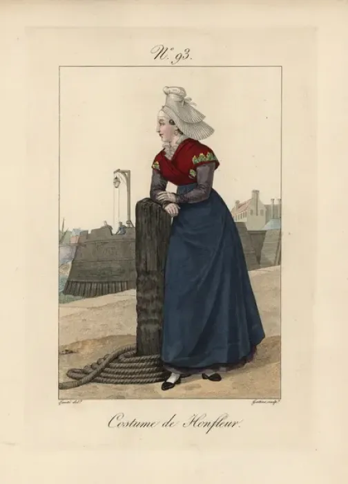 Framed Print : Costume of Honfleur The bonnet is poorly set Framed Print : Costume of Honfleur The bonnet is poorly set