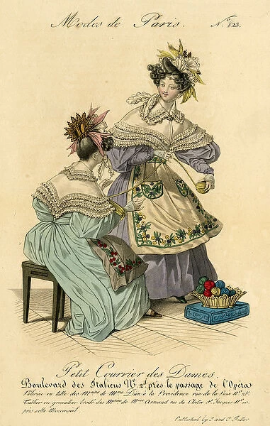 Costume illustration, two women in the latest fashion