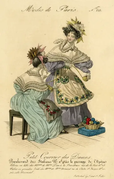 Framed Print : Costume illustration, two women in the latest fashion Framed Print : Costume illustration, two women in the latest fashion