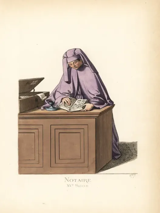 Framed Print : Costume of an Italian state notary, 15th century Framed Print : Costume of an Italian state notary, 15th century