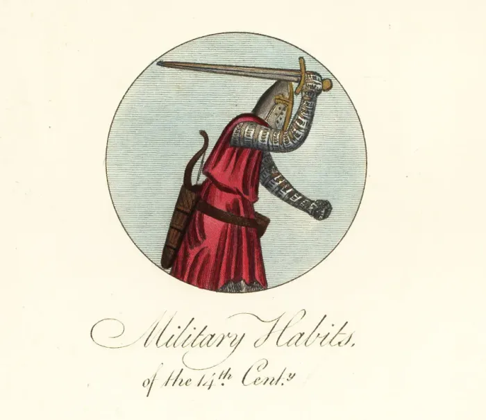 Framed Print : Costume of a knight of the 14th century Framed Print : Costume of a knight of the 14th century