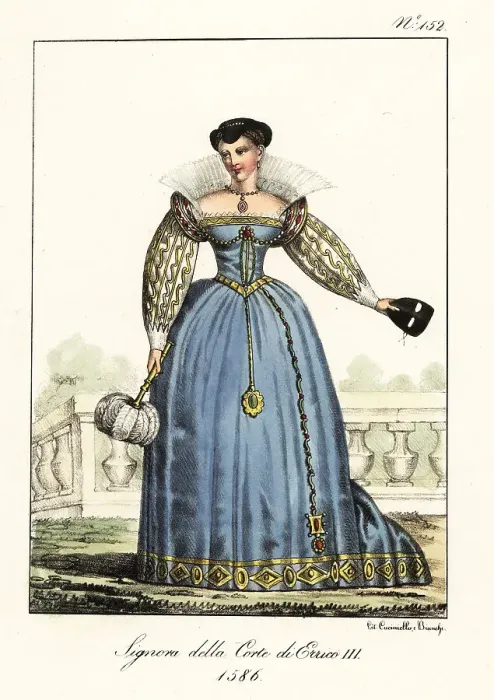 Framed Print : Costume of a lady at the court of King Henry III of France, 1586