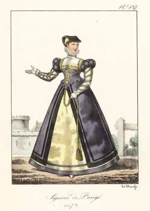 Framed Print : Costume of a lady of Paris, 1572 Framed Print : Costume of a lady of Paris, 1572