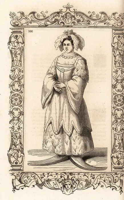 Framed Print : Costume of a Laplander bride (now Finland), 16th century Framed Print : Costume of a Laplander bride (now Finland), 16th century