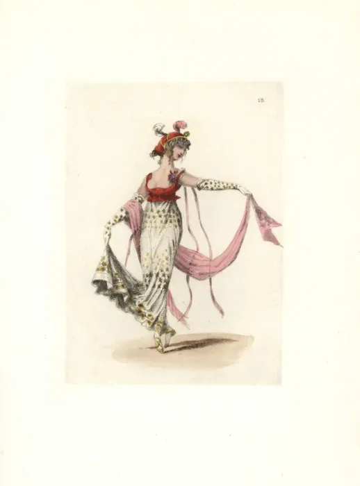 Framed Print : Costume of Madame de Chateau-Regnault, merveilleuse Framed Print : Costume of Madame de Chateau-Regnault, merveilleuse