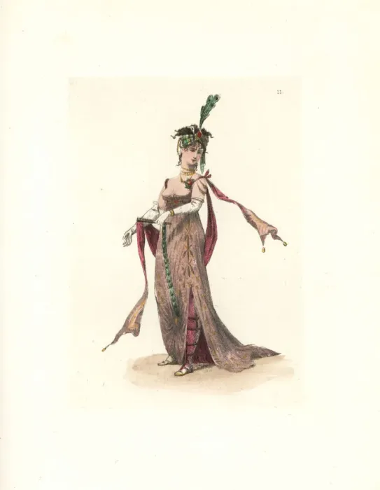 Framed Print : Costume of Madame de Contades, merveilleuse Framed Print : Costume of Madame de Contades, merveilleuse