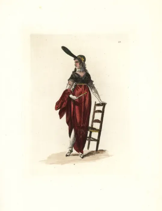 Framed Print : Costume of Madame Peters, merveilleuse Framed Print : Costume of Madame Peters, merveilleuse