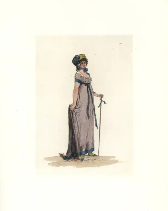 Framed Print : Costume of Madame Raquet, merveilleuse in the martyr style Framed Print : Costume of Madame Raquet, merveilleuse in the martyr style