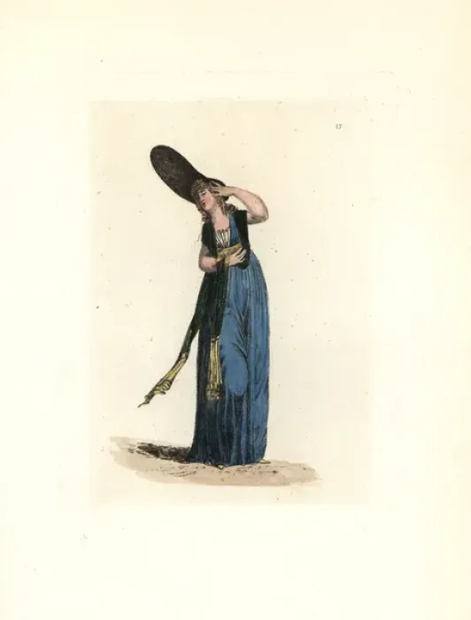 Framed Print : Costume of Madame Tuffier, merveilleuse Framed Print : Costume of Madame Tuffier, merveilleuse