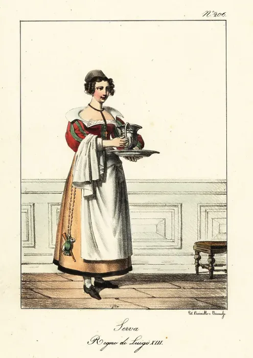 Framed Print : Costume of a maidservant, 17th century France Framed Print : Costume of a maidservant, 17th century France