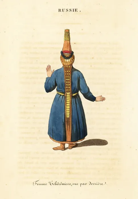 Framed Print : Costume of a Mari woman of the Volga River, 18th century Framed Print : Costume of a Mari woman of the Volga River, 18th century