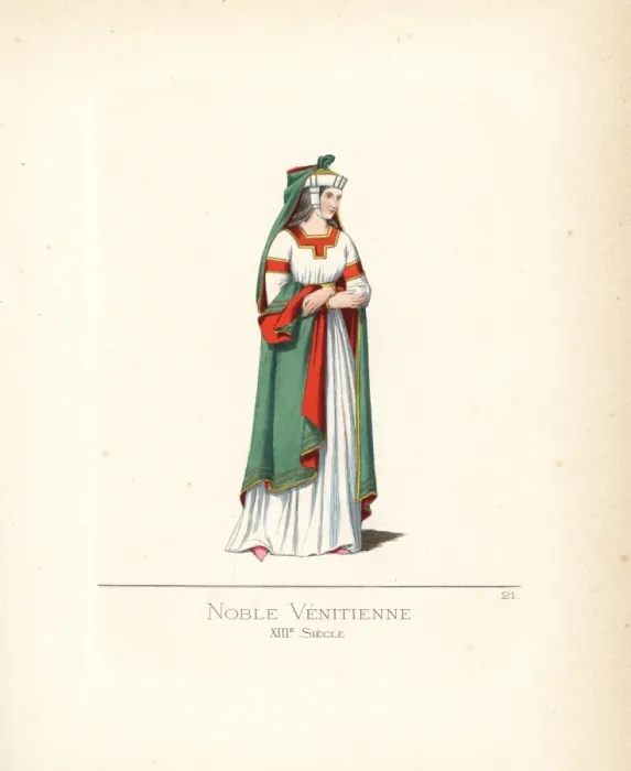 Framed Print : Costume of a matron of Florence, 15th century Framed Print : Costume of a matron of Florence, 15th century