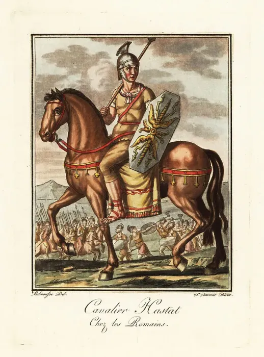 Framed Print : Costume of a mounted lancer, ancient Rome Framed Print : Costume of a mounted lancer, ancient Rome