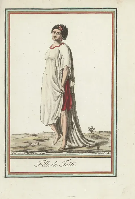 Framed Print : Costume of a native girl of Tahiti Framed Print : Costume of a native girl of Tahiti