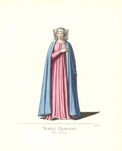 Costume of a noble woman of Rome, 14th century