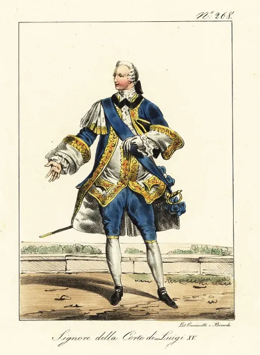 Framed Print : Costume of a nobleman at the court of King Louis XV, mid-18th ce Framed Print : Costume of a nobleman at the court of King Louis XV, mid-18th ce