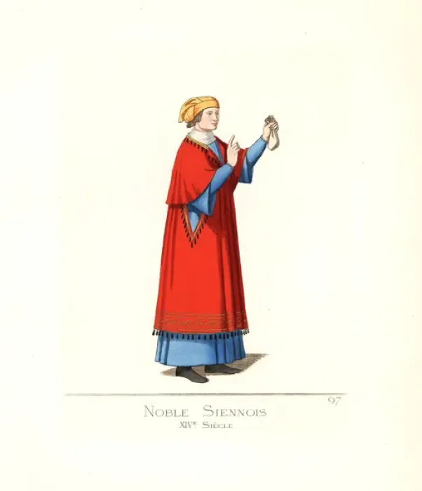 Framed Print : Costume of a nobleman of Siena, Italy, 14th century Framed Print : Costume of a nobleman of Siena, Italy, 14th century