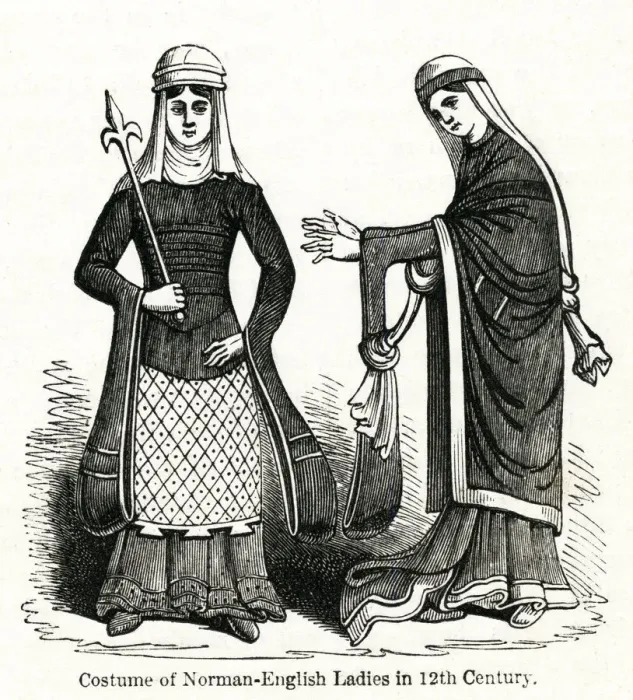 Framed Print : Costume for Norman-English ladies, 12th century Framed Print : Costume for Norman-English ladies, 12th century